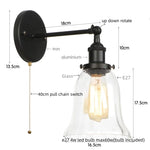 Industrial Clear Glass Wall Sconce Light for Stair, Foyer, Bedroom.