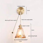Copper Glass LED Wall Light for Modern Nordic Living Room Bedroom