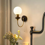 Wood Glass LED Wall Sconce Pull Chain Switch Bathroom Vanity Light