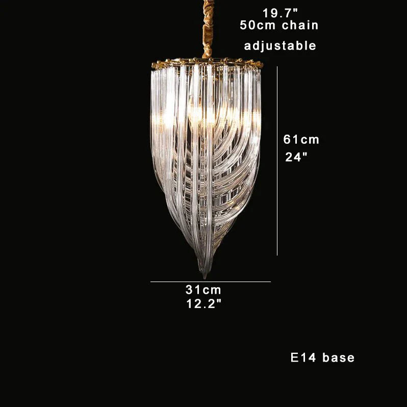 Black Stainless Steel Crystal Glass Ceiling Chandelier - LED Dimmable Luxury Nordic Light