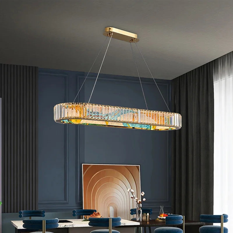 Circle Steel LED Pendant Chandelier, Modern Dimmable Lighting for Living Room Home Decor