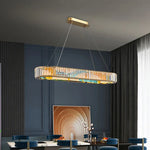 Circle Steel LED Pendant Chandelier, Modern Dimmable Lighting for Living Room Home Decor