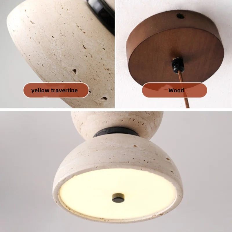 Yellow Travertine LED Pendant Light - Modern Nordic Acrylic Hang Lamp