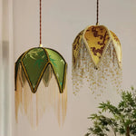 Afralia™ Vintage LED Pendant Lights Iron Tassel Wood Ball Hanging Lamp