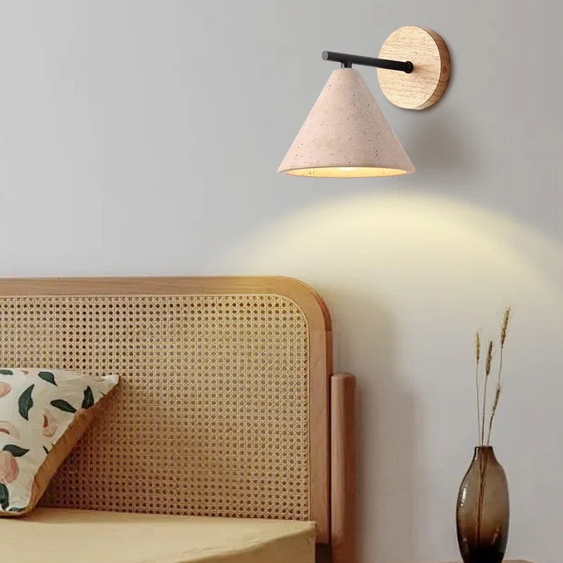 Iron Yellow Travertine Wall Lights, Pull Chain Switch, LED Sconce for Bedroom, Bathroom.