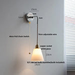 Ceramic Canopy LED Wall Lamp, Adjustable Wire, Pull Chain Switch