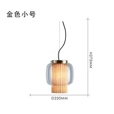 Manila Glass Lantern Pendant Light for Kitchen Living Room Bedroom Retro Decor