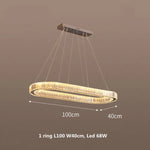 Crystal Chandelier Pendant Lights Dimmable LED Oval Lustre Hang Lamp