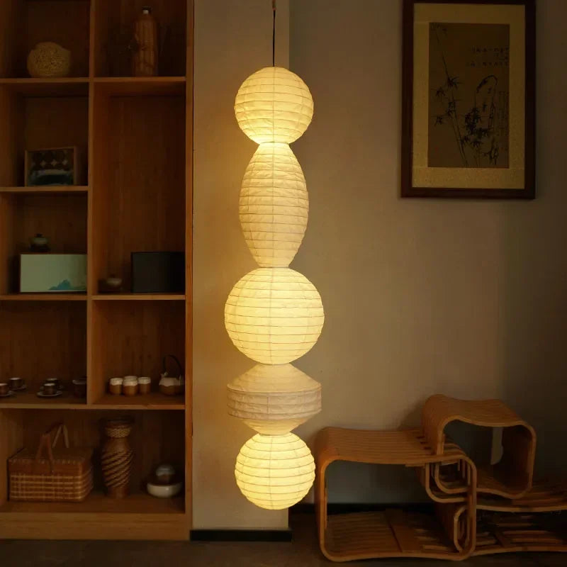 Akari Paper Pendant Lamp by - Noguchi Style Chandelier for Living Room & Bedroom