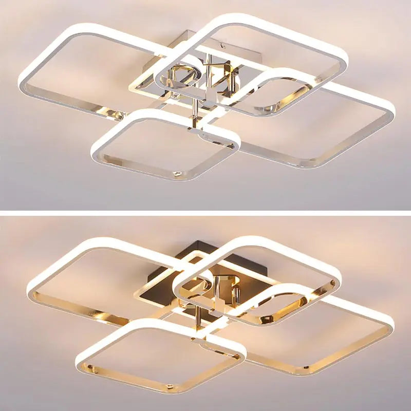 Modern Chrome Ceiling Chandelier LED Light Fixture with Remote Control for Home Decor