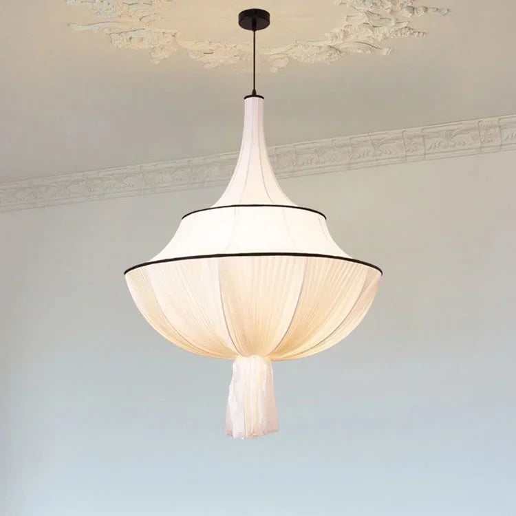 Creamy E27 Foyer Chandelier: French-Inspired LED Pendant Lights for Bedroom, Art Decor Lampara