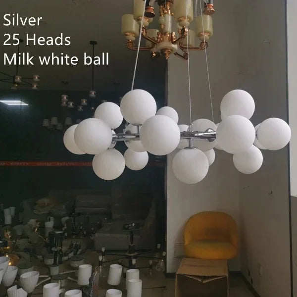 Glass Ball LED Chandelier Pendant for Living Dining Room