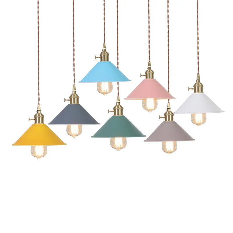 Yellow Iron Art LED Pendant Lights - Modern Nordic Style for Home Decor