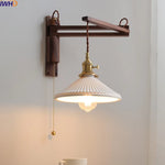 Ceramic Copper LED Wall Lights Pull Chain Switch Nordic Bedside Lamp