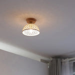 White Ceramic LED Ceiling Lamp Wood Ash Nordic Modern Copper Light