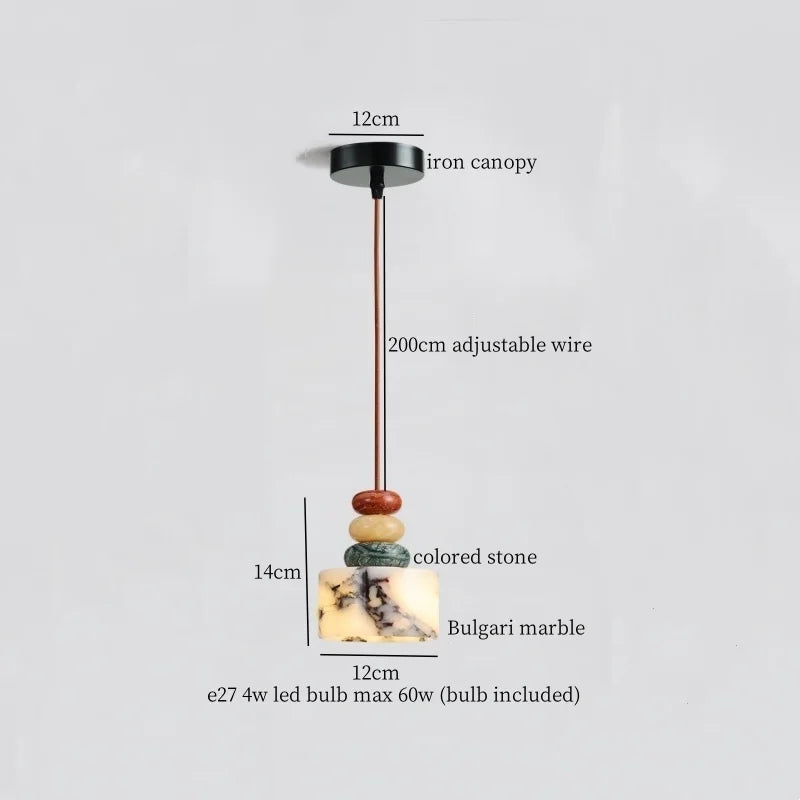 Iron Marble LED Pendant Light Fixture Modern Hanging Lamp Interior Decor