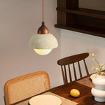 Vintage Stone LED Hanging Lamp Wood Yellow Travertine Pendant Lighting