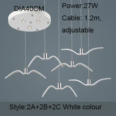 Seagull Resin LED Chandelier for Living Dining Room - Suspension Ceiling Light