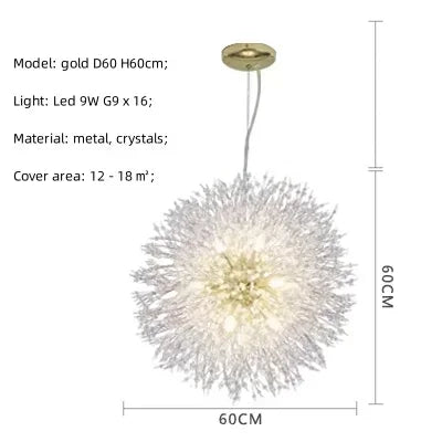 Afralia™ Dandelion Gold/Chrome Chandelier with Crystals, G9 Pendant Lights for Elegant Lighting
