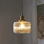 Amber Glass LED Hanging Lamp - Adjustable Nordic Stair Pendant Light
