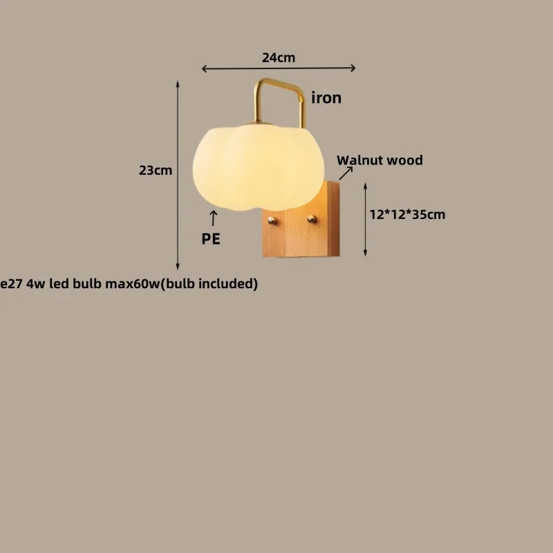 Afralia™ Walnut Wood Glass Wall Light Fixture for Home Decor, Modern Nordic Design