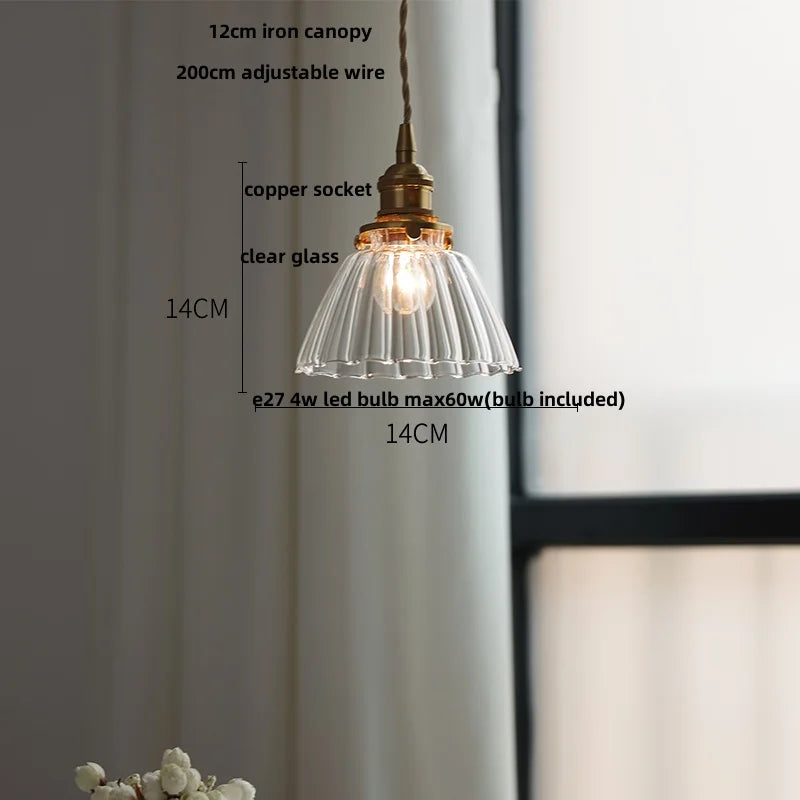 Clear Glass LED Pendant Lamp Modern Nordic Style Adjustable Hanging Light