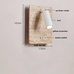 LED Wall Light Fixtures Bedroom Modern Button Switch Yellow Travertine White Iron Bedside Lamp