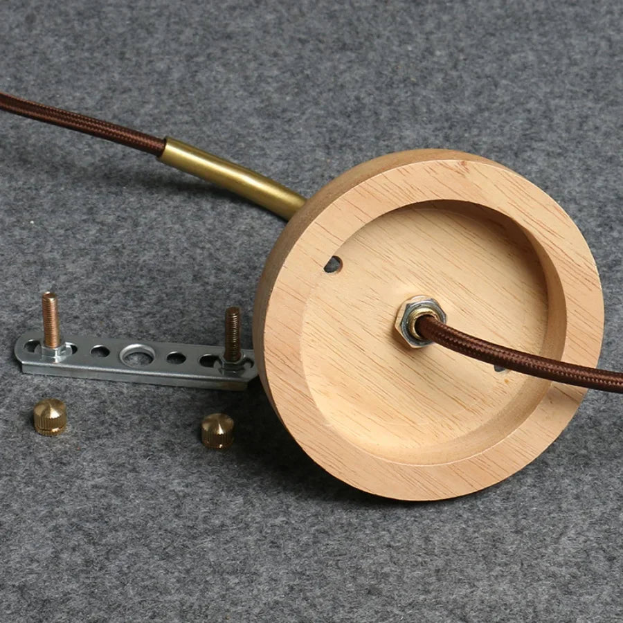 Ceramic Wood Wall Sconce LED Light with Pull Chain Switch - Modern Nordic Style