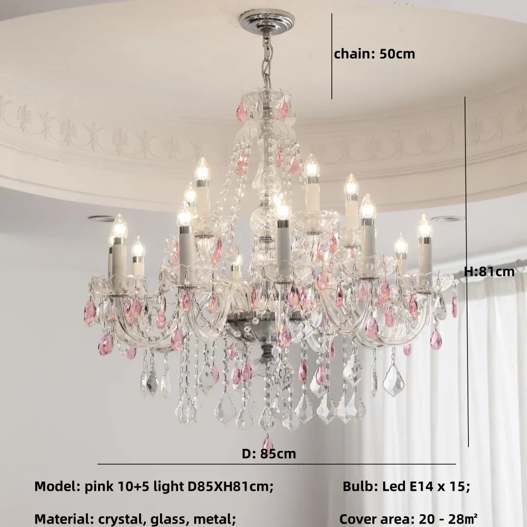 Blue Crystal Chandelier: Luxury E14 Pendant Lights for Living Room and Bedroom