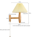 Cream PVC LED Wall Lamps Japanese Walnut Wood Applique Murale