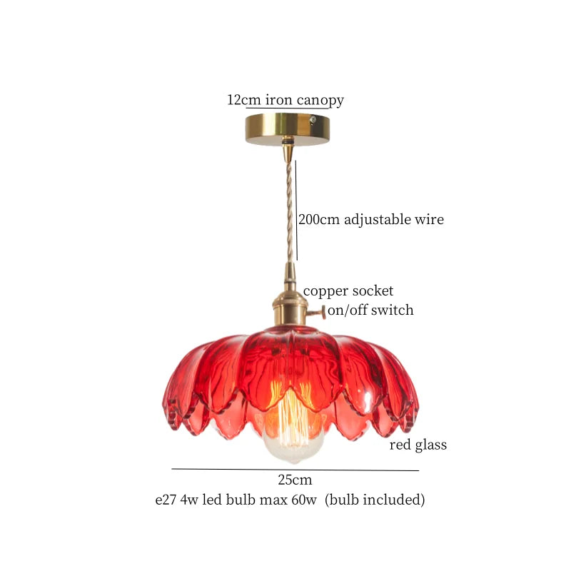 Green Glass LED Pendant Light Fixture - Modern Nordic Hanging Lamp