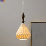 Ceramic Wood Pendant Light - Nordic Modern LED Hanging Lamp for Home Decor