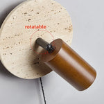 Wabi Sabi LED Wall Sconce, Pull Chain, Rotate Wood Mirror Light