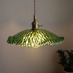 Green Glass LED Pendant Light - Nordic Modern Copper Luminaire Suspendu