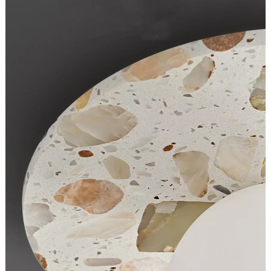 Terrazzo Marble Stone LED Wall Sconce Lamp, Modern Nordic Bedside Light