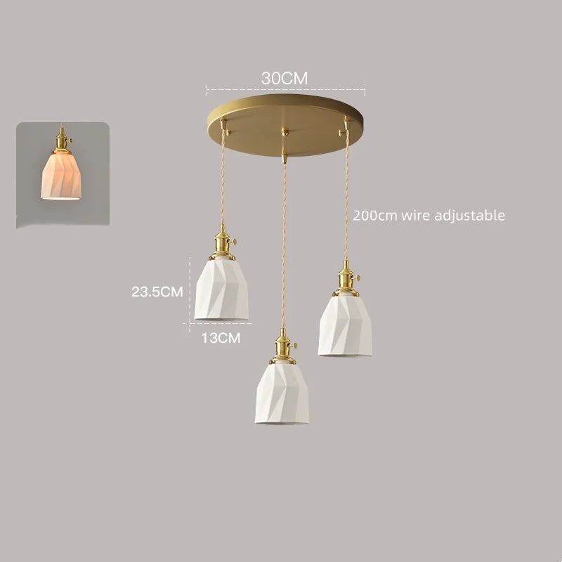 White Ceramic LED Pendant Lamp Modern Hanging Light Fixtures
