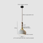 White Ceramic Brass LED Pendant Light - Vintage Japanese Hanglamp