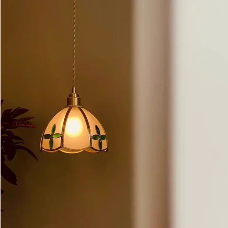 Loft Style Copper Glass Pendant Light - Adjustable Dining Room Hanging Lamp