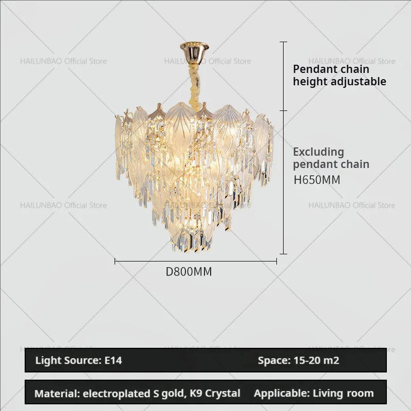 French Crystal Chandelier Cream Wind Lighting Elegant Luxury Lights
