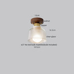 Wood Glass LED Ceiling Lamp Modern Kitchen Living Room Light Fixture