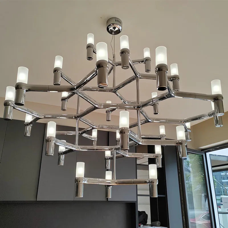 Afralia™ Metal Pendant Chandelier LED Lighting Fixture for Modern Luxury Foyer, Stairs & Indoor