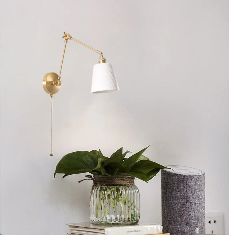 Ceramic LED Wall Lamp with Pull Chain Switch for Stair, Bathroom, Living Room