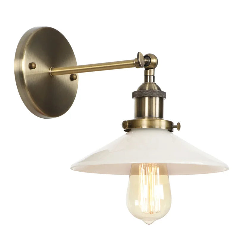 White Glass LED Wall Light Sconce Vintage Bedroom Lamp Industrial Wall Lights