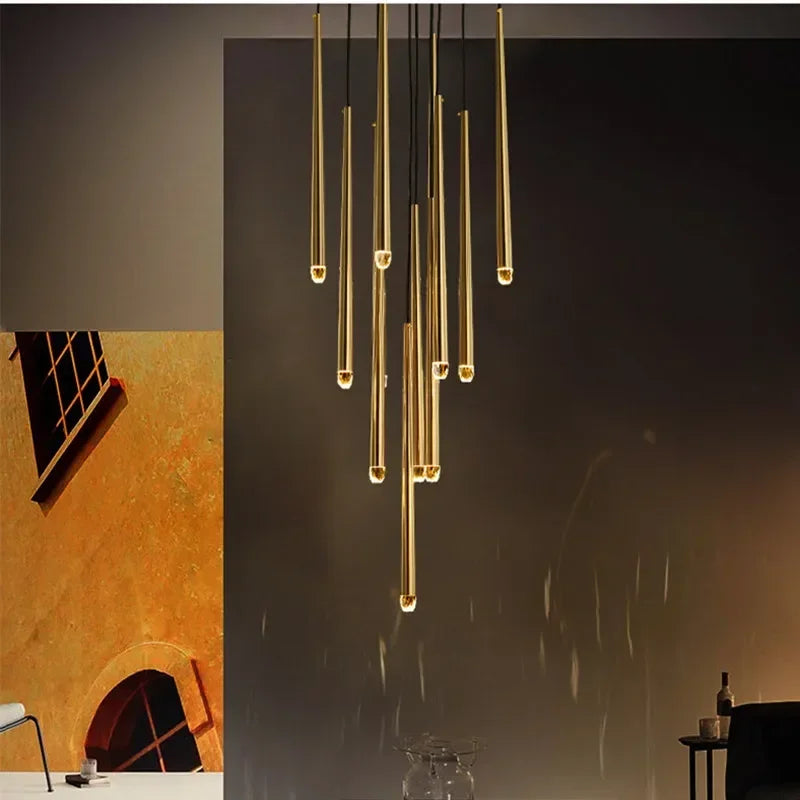 Gold Led G9 Pendant Chandelier for Modern Villa Stairs & Home Decor