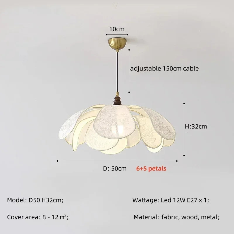 Nordic Creamy E27 LED Pendant Chandelier: French Bedroom Retro Dining Room Lamp