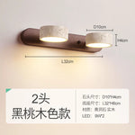 Travertine Wall Sconce Light Wood Rotatable for Bedroom Bedside