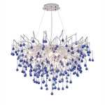 Blue Crystal LED Chandelier: Luxury Classic Pendant Light for Living Room.