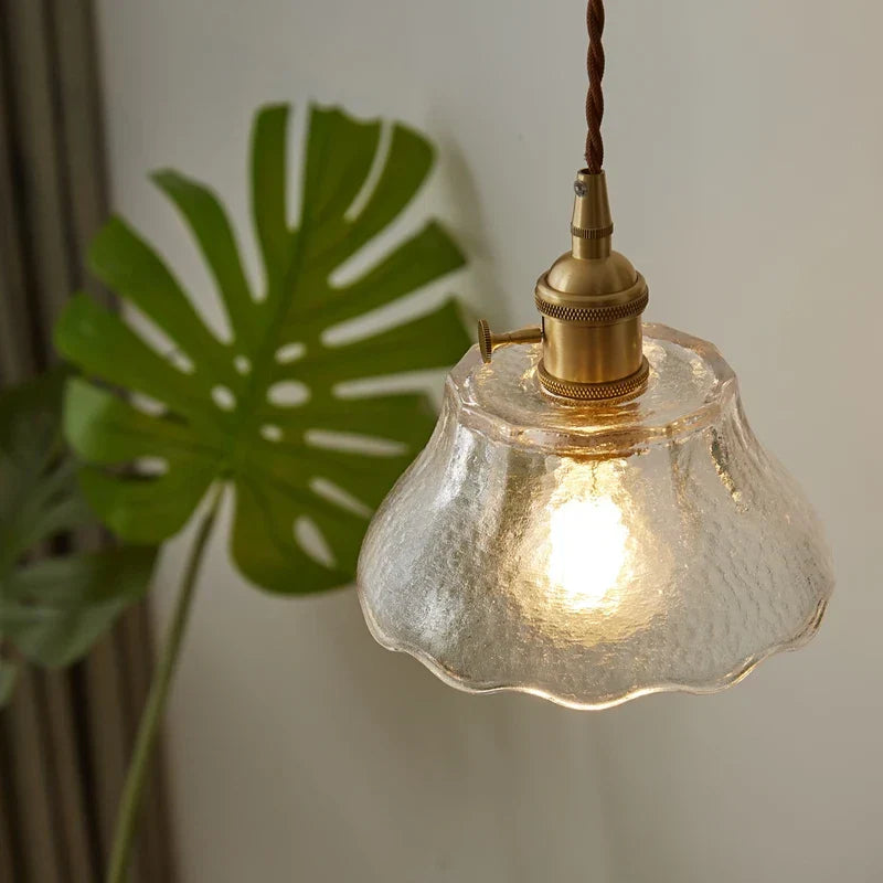 Copper Glass LED Pendant Lamp for Dining Living Room Bedroom Bar Nordic Style Hnaging Light