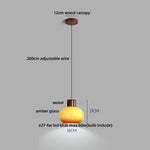 Afralia™ Amber Glass LED Pendant Light for Kitchen Cafe Restaurant Rustic Wood Interior Lighting