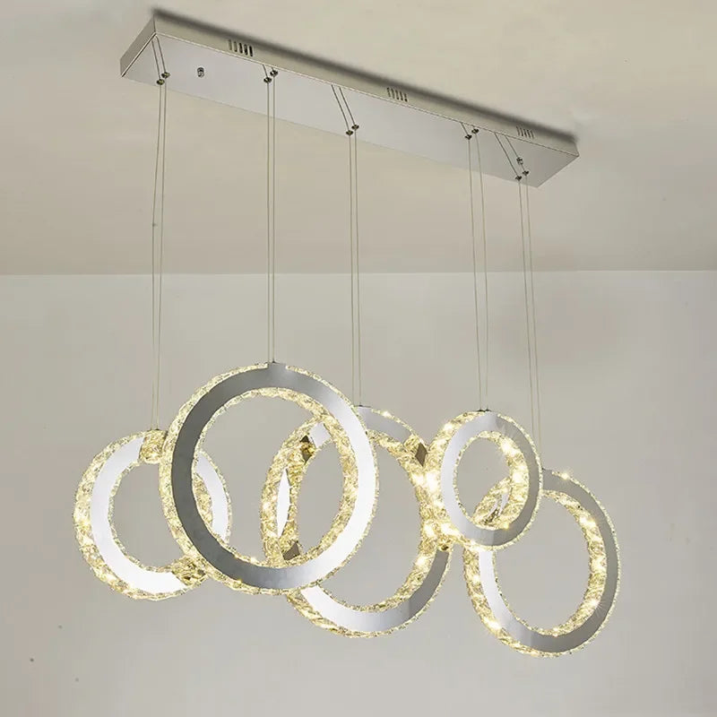 Afralia™ Crystal Circle LED Pendant Chandelier for Dining Room